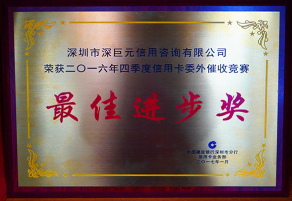 中國建設(shè)銀行“最佳進(jìn)步獎(jiǎng)”
